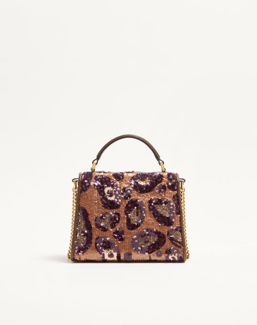 Valentino Garavani - Valentino Garavani Vsling Mini Embroidered Animalier Handbag - Brown/multicolor - Woman - Top Handle Bags